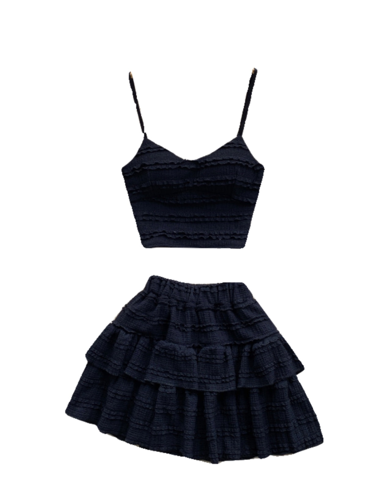Korean Wear Sweet Lace Suspender Vest Sexy Short Lotus Leaf Bust Skirt Age Reduction Vacation Two-piece Set