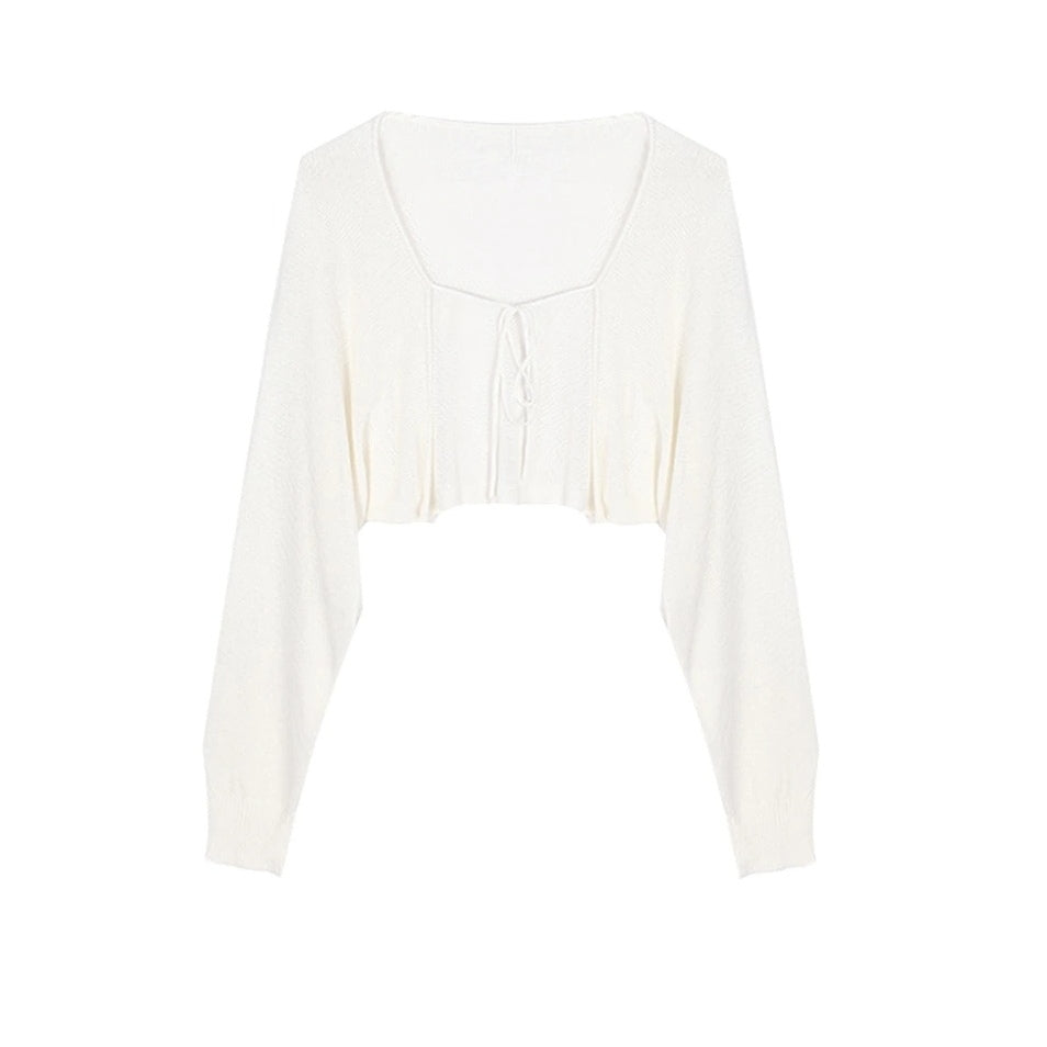 Strictly selected small cardigan knitted sweater with straps knitted cardigan women's thin summer shawl air-conditioning shirt with suspenders