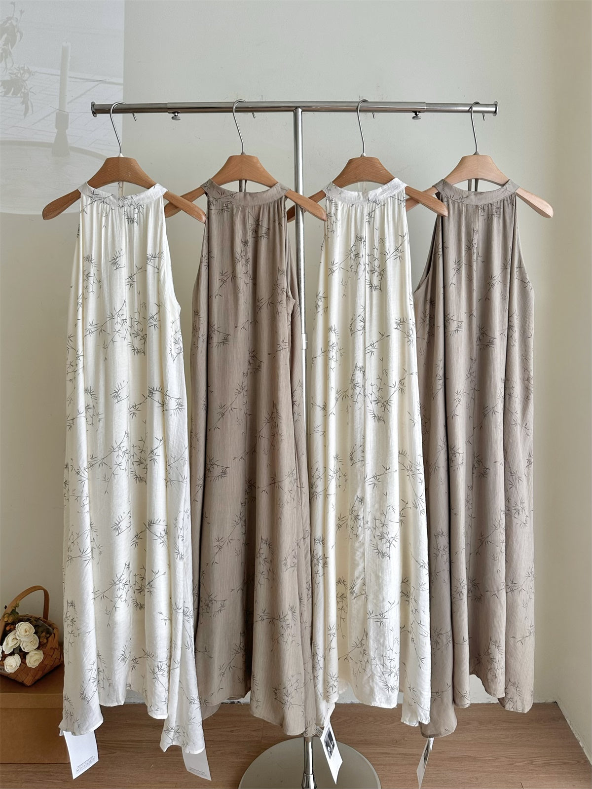 Miyou homemade, semi-gentle and clear, cold and dark pattern bamboo joint new Chinese style sleeveless neck-hanging dress for women