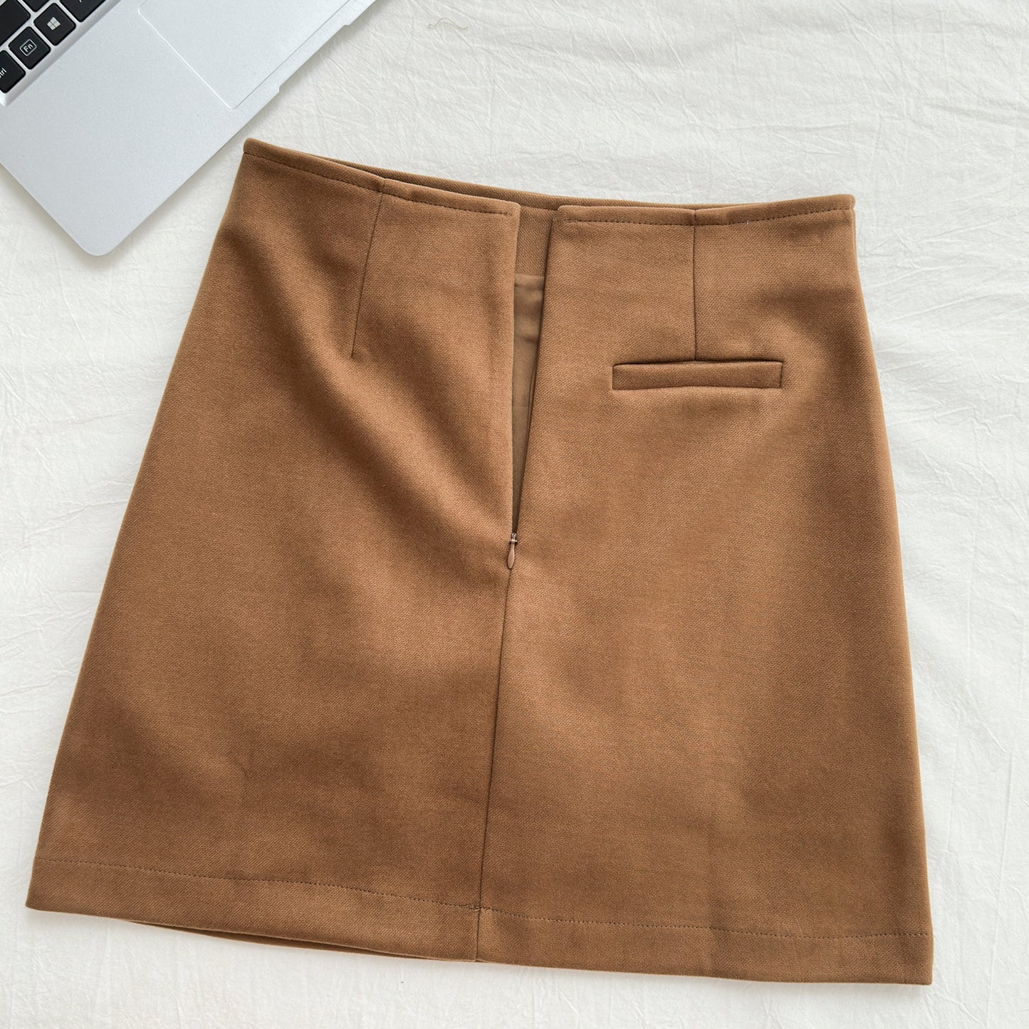 Nanfa Fu, Early Autumn Series Clear Sky Blue Embroidered Long Sleeve Top Coffee Skirt Women
