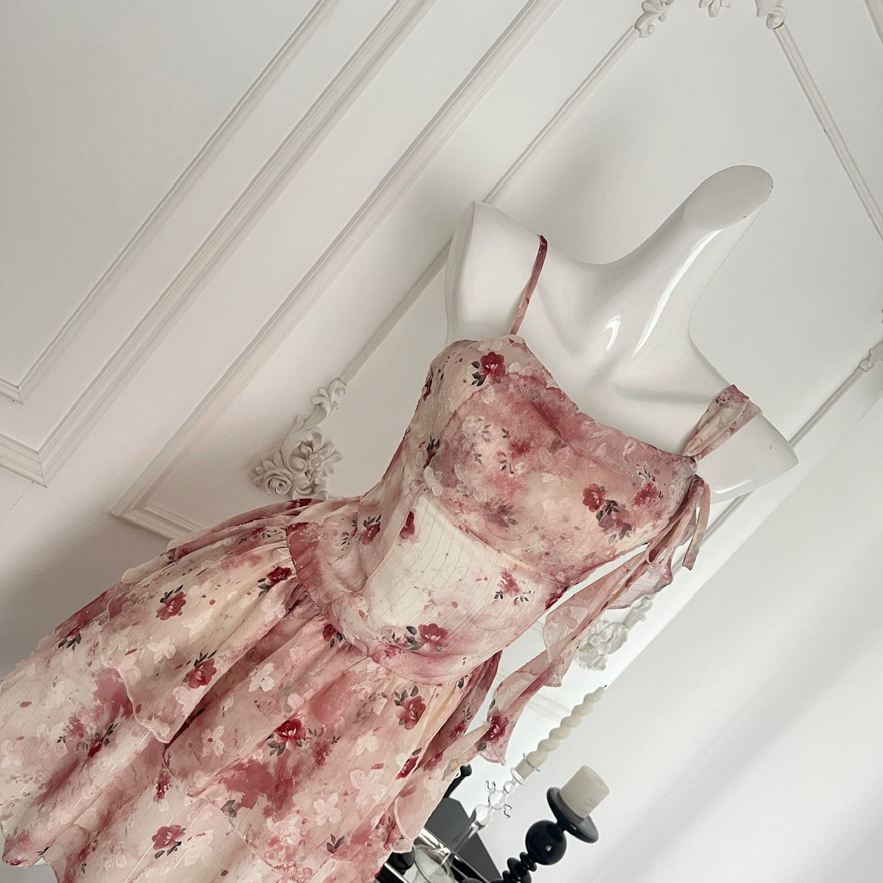 Miyu Homemade, New 95% Off Flower Chino Rose/Holiday Fairy Irregular Red Floral Dress