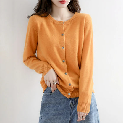 Women Cardigans Sweater O-neck Spring Autumn Knitted Cashmere Cardigans Solid Single Breasted Womens Sweaters 2023