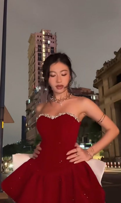 Cute Short Cocktail Dress Semi Formal Gown with Bow