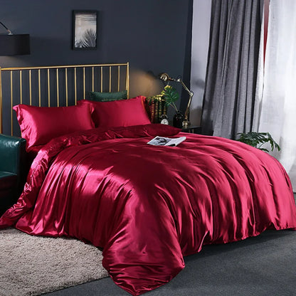 Bedding Duvet Cover Set Soft Silky Textured Comforter Cover with Corner Ties and Zipper Closure, Envelop Pillowcase