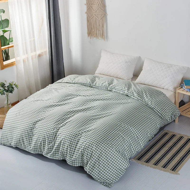Classic Solid Plaid Duvet Cover Quilt Covers Comforter Case Blanket Cases Bedding Set 150x200 Size Brown Bed Linen Home Textile