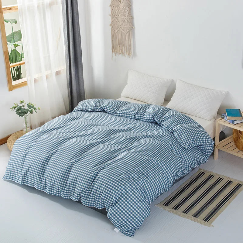 Classic Solid Plaid Duvet Cover Quilt Covers Comforter Case Blanket Cases Bedding Set 150x200 Size Brown Bed Linen Home Textile