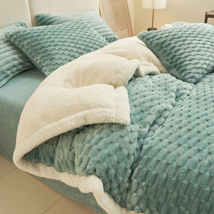 Coral Fleece Duvet Cover for Bedding Warm Thicken Comforter Sets Quilt Cover Nordic Sling Duvet Cover 220x240 Velvet Bed Linen