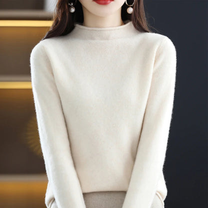 Half High Collar Cashmere Sweater Women's New Fall And Winter Pullover Wool Women's High-Quality Sweater Knitting Warm Jumper