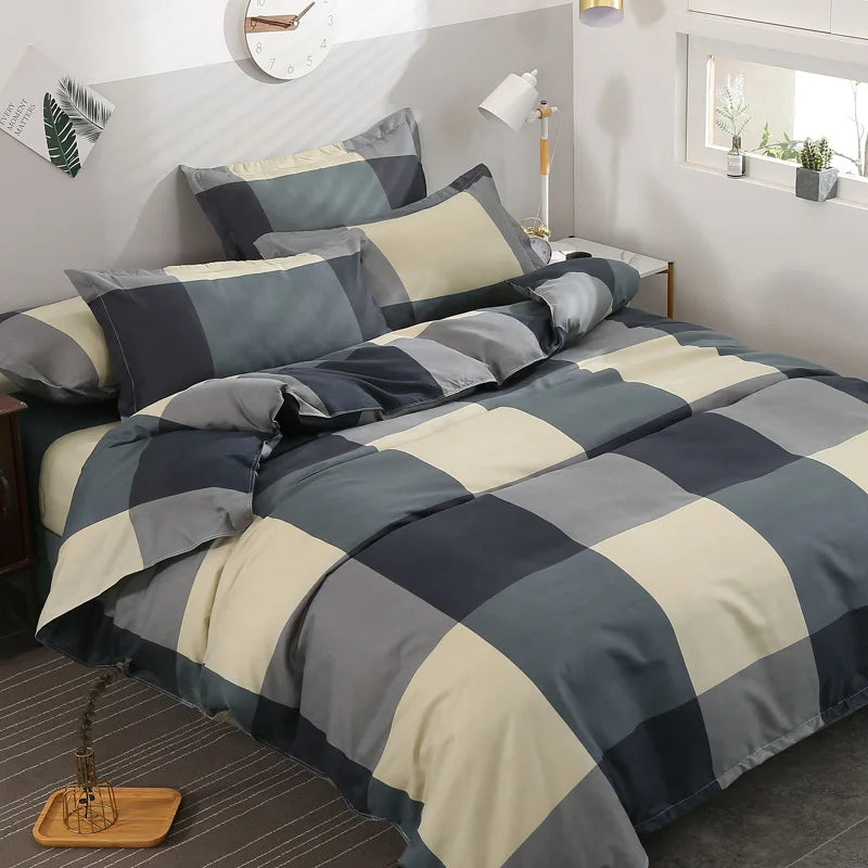 Nordic Bed Cover Comforter Bedding Sets Printed Checked Quilt  150 180 200 220 Duvet Couple Skin Friendly and Comfortable