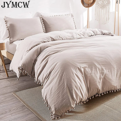 Nordic Simplicity Bedding Set With Pompom Duvet Cover Queen Size Comforter Bedding Sets King High Quality Bed Linen