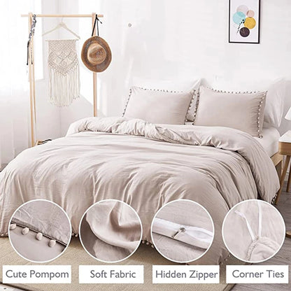 Nordic Simplicity Bedding Set With Pompom Duvet Cover Queen Size Comforter Bedding Sets King High Quality Bed Linen