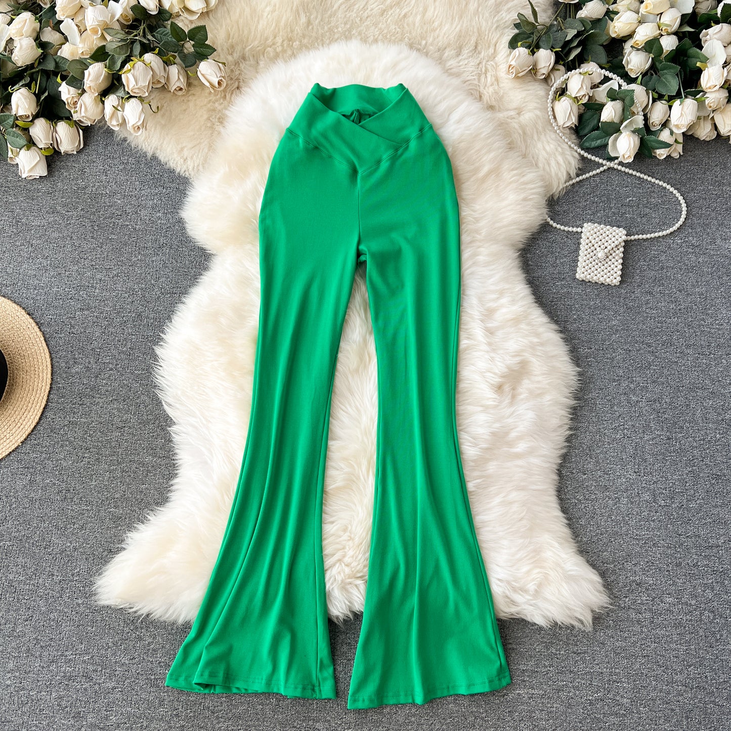 Internet celebrity ins wear casual pants female niche explosion high waist slim slim pants sexy figure yoga pants