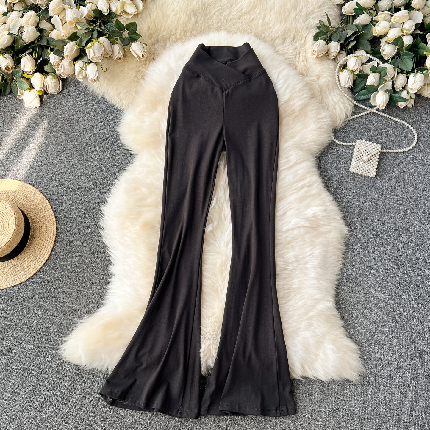 Internet celebrity ins wear casual pants female niche explosion high waist slim slim pants sexy figure yoga pants