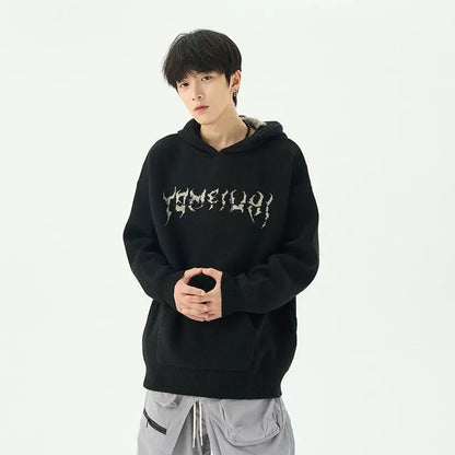 Slouchy hooded sweaters for men in winter American knitwear sweater port vibe small crowd high street lovers sweater trend top