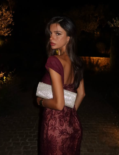 Pretty Straps Floral Lace Long Prom Dress Formal Dress Woman Elegant