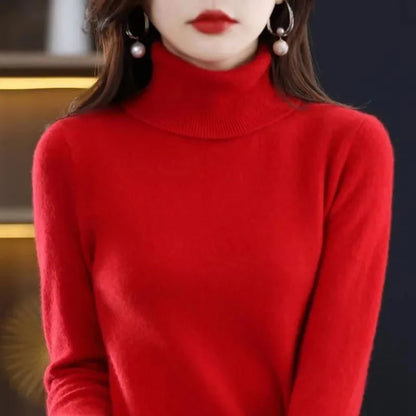 Women Sweater 2023 Autumn Winter Cashmere Turtleneck Warm Knitwear Casual Solid Bottoming Shirt Fashion Knit Pullovers Sweater