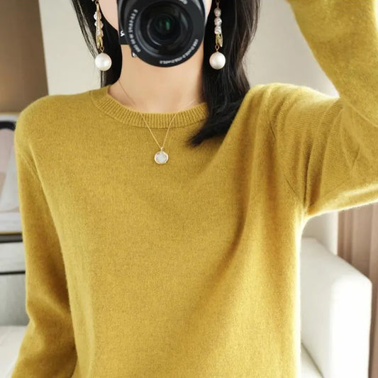 Women Sweater O-neck Autumn Winter Basic Pullover Warm Casual Pulls Jumpers Korean Fashion Spring Knitwear Bottoming Shirt 2023