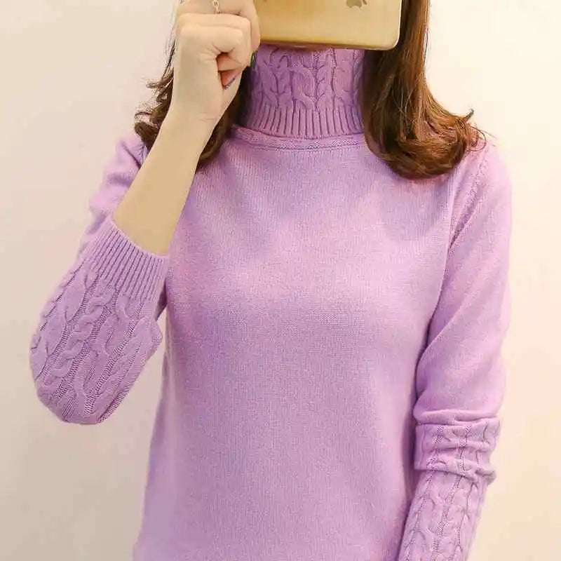 Women Sweater Turtleneck Pullovers Autumn Winter Sweaters New 2023 Long Sleeves Thick Warm Female Sweater Khaki